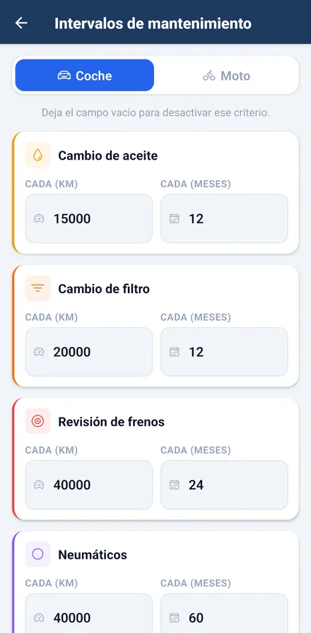 Pantalla de Hiscle: Tus intervalos, tus reglas