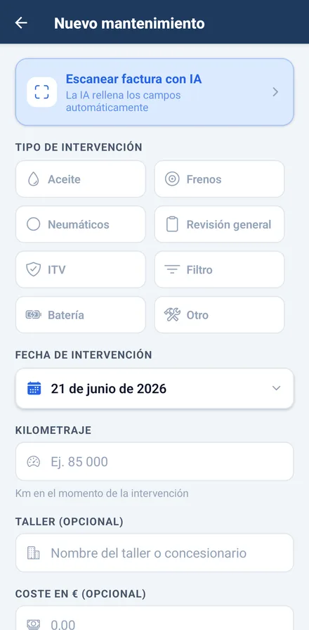 Pantalla de Hiscle: Registra en segundos